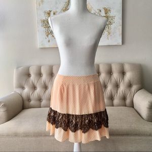 NWT BCBGENERATION Soft Peach Skirt w/ Black Lace